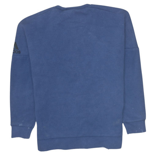 Adidas Men Blue Pullover Fleece Sweatshirt Size M Crew Neck Sportswear