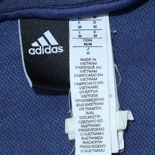 Adidas Men Blue Pullover Fleece Sweatshirt Size M Crew Neck Sportswear
