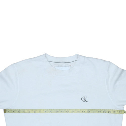 Calvin Klein Jeans Men's White Logo Pullover Sweatshirt L