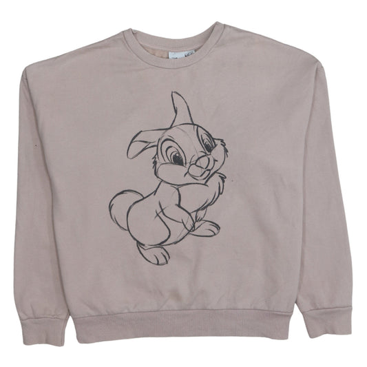 Disney Women Beige Thumper Sweatshirt Size 12/14 Crew Neck Pullover