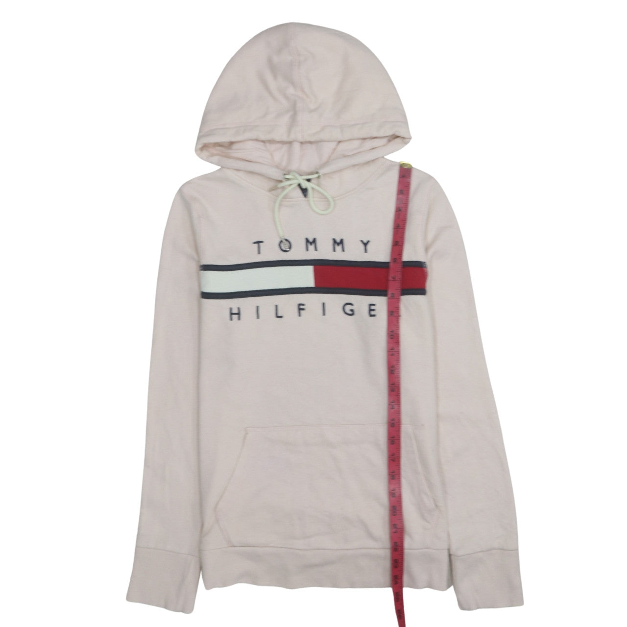 Tommy Hilfiger Women Beige Hooded Pullover Sweatshirt M Cotton Blend