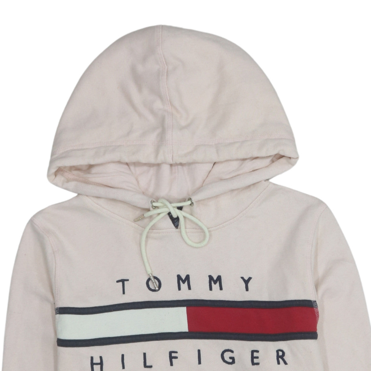 Tommy Hilfiger Women Beige Hooded Pullover Sweatshirt M Cotton Blend