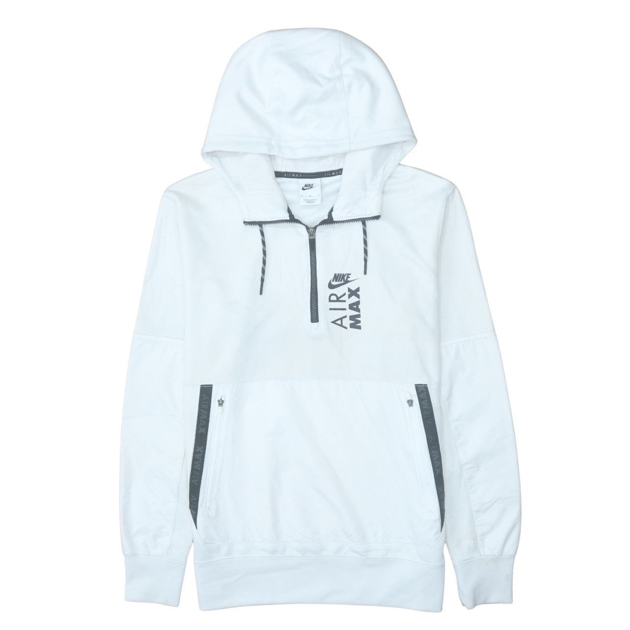 Nike Air Max Mens White 1/2 Zip Hoodie Size M Hooded Sweatshirt