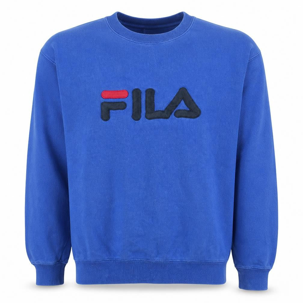 Fila Mens Blue Logo Crew Neck Pullover Sweatshirt Size L