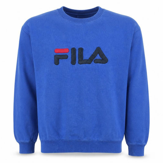 Fila Mens Blue Logo Crew Neck Pullover Sweatshirt Size L