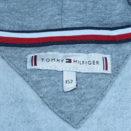 Tommy Hilfiger Boys Grey Full Zip Hoodie Size 152 (12-13 Years) Classic Logo