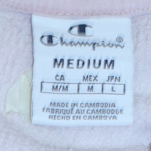 Champion Women's Pink Pullover Hoodie Medium Cotton Blend Casual Sweatshirt