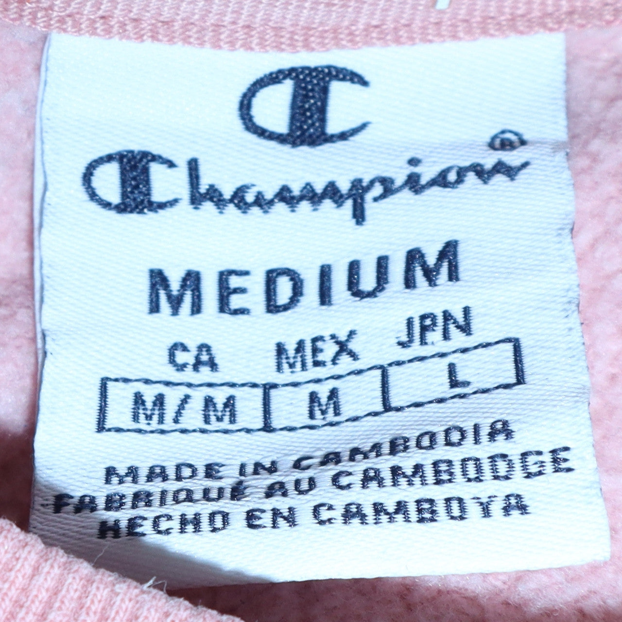 Champion Womens Pink Pullover Sweatshirt Medium Crew Neck Logo Cotton Blend