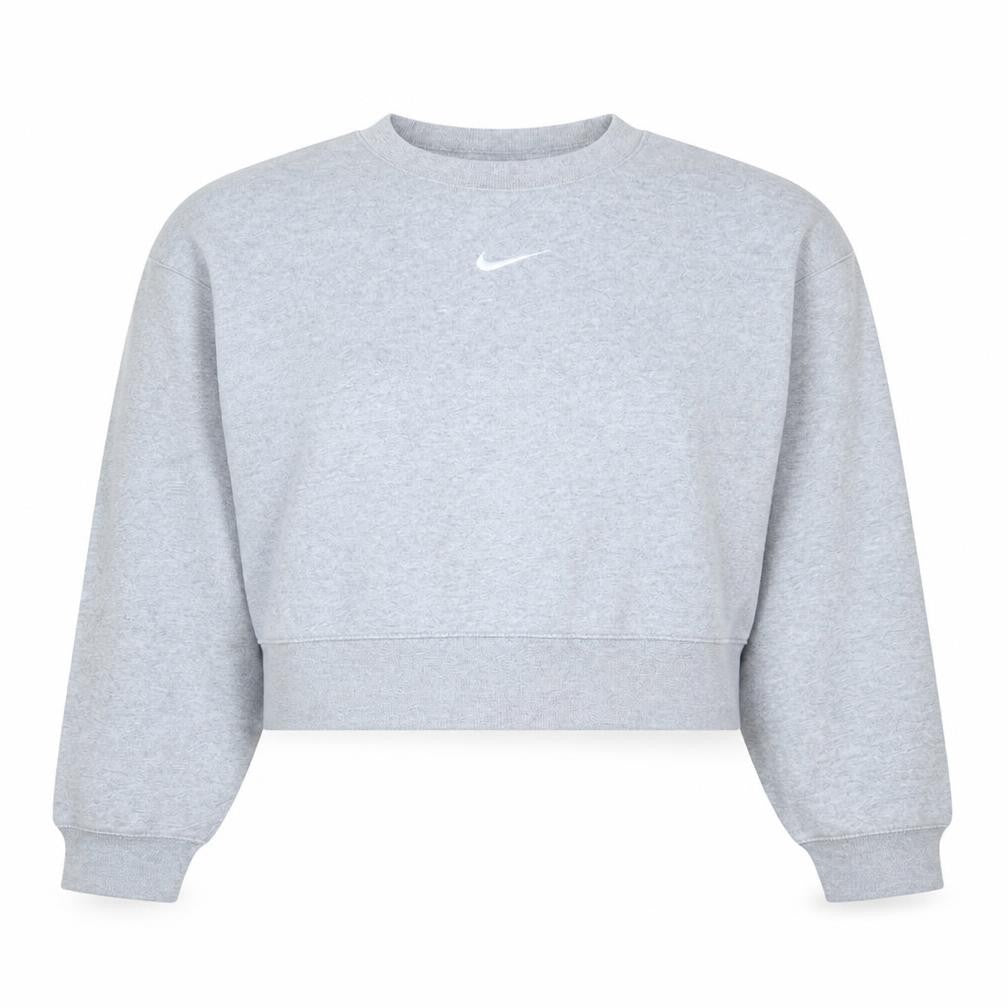 Nike Women Grey Small Crew Neck Pullover Sweatshirt Cotton Blend