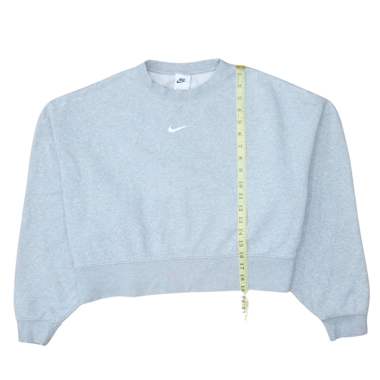 Nike Women Grey Small Crew Neck Pullover Sweatshirt Cotton Blend