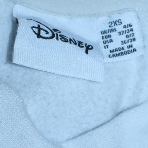 Disney Women's White Mickey Mouse Crew Neck Sweatshirt 2XS