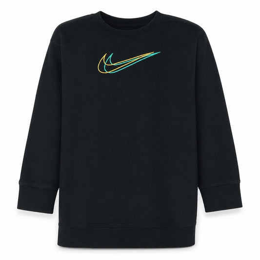 Nike Boys Black Pullover Sweatshirt L 146-156cm Crew Neck Logo Fleece