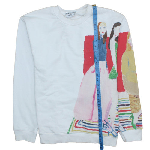 Zara Women White Sweatshirt Xevi Sola Print Size M