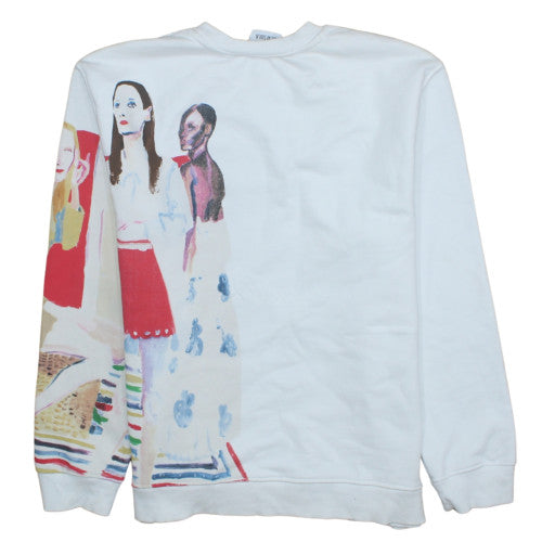 Zara Women White Sweatshirt Xevi Sola Print Size M