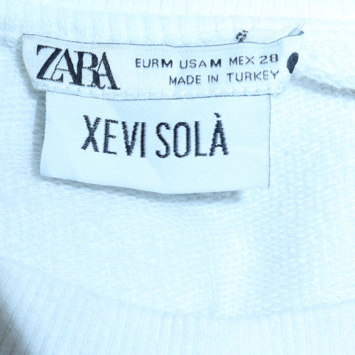 Zara Women White Sweatshirt Xevi Sola Print Size M