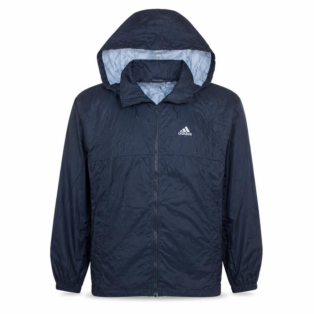 Adidas Men's Blue Hooded Windbreaker Jacket Size S