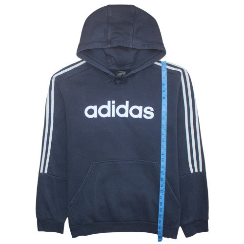 adidas Men Blue 2XL Pullover Hoodie Fleece Logo Sportswear
