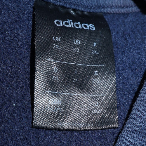 adidas Men Blue 2XL Pullover Hoodie Fleece Logo Sportswear