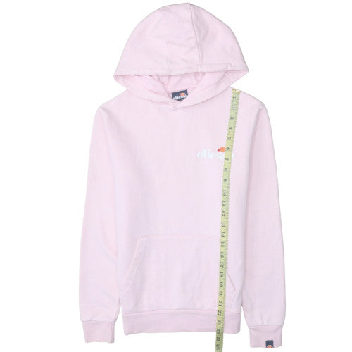 Ellesse Women Pink Pullover Hoodie UK 8 Cotton Blend Logo Casual