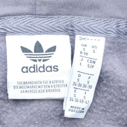 Adidas Women Grey Pullover Hoodie Small Hooded Logo Sweatshirt