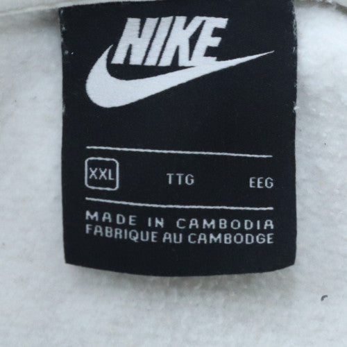 Nike Mens White XXL Pullover Hoodie with Logo Graphic Print