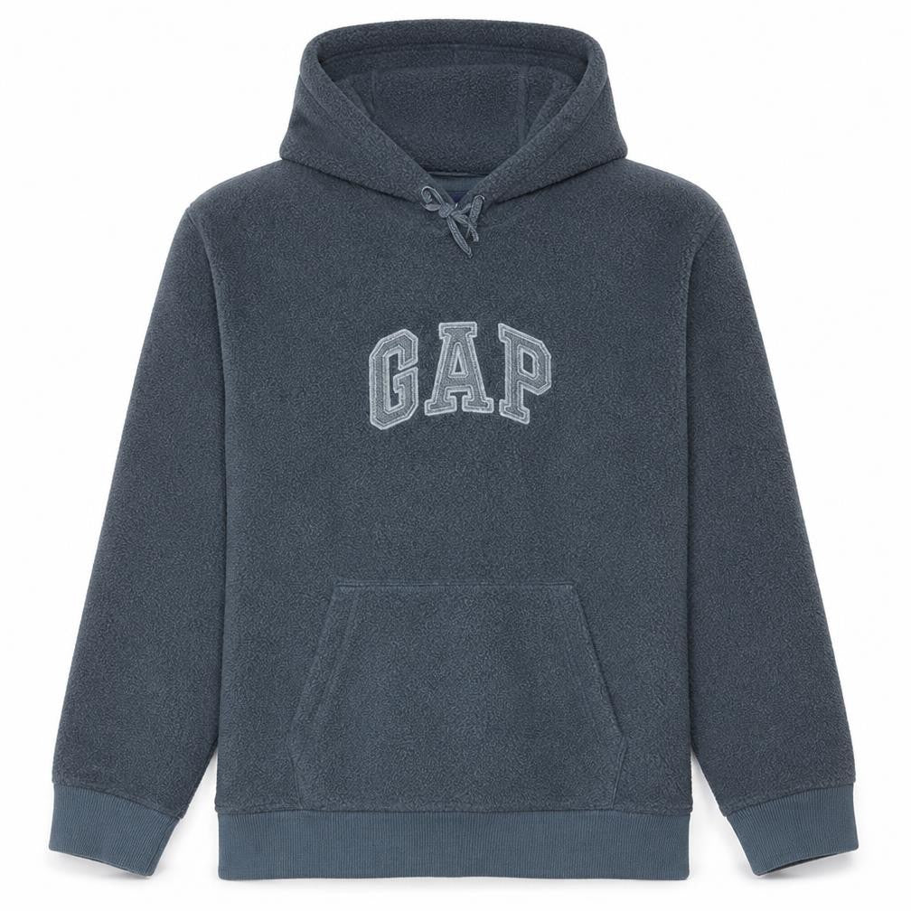 Gap Men's Blue Pullover Hoodie L Fleece Logo Sweatshirt