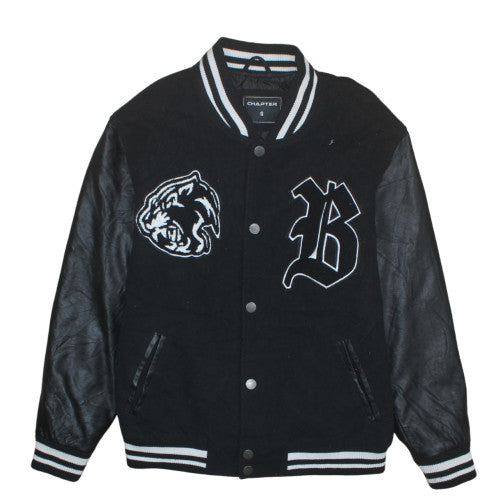 Chapter Men's Black Varsity Jacket Size S Brooklyn Embroidered Bomber