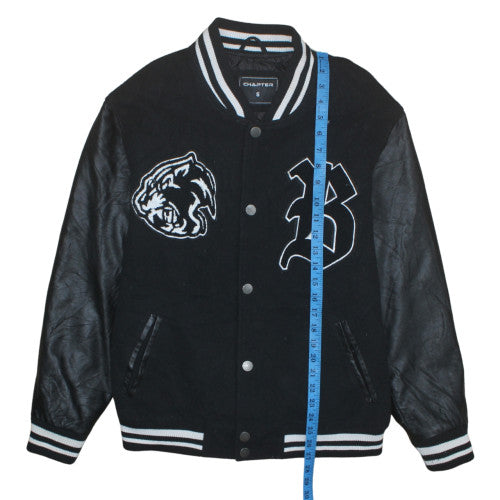 Chapter Men's Black Varsity Jacket Size S Brooklyn Embroidered Bomber