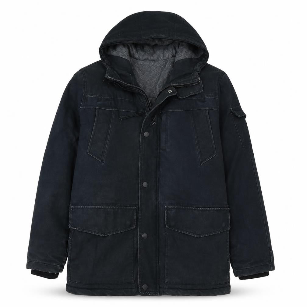 Quiksilver Men’s Black Hooded Parka Jacket Size M Cotton Blend