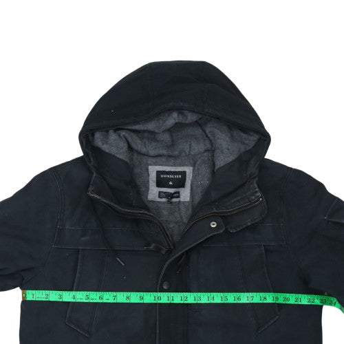 Quiksilver Men’s Black Hooded Parka Jacket Size M Cotton Blend