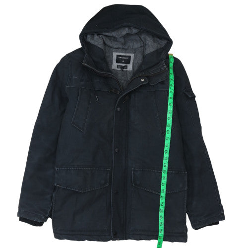 Quiksilver Men’s Black Hooded Parka Jacket Size M Cotton Blend