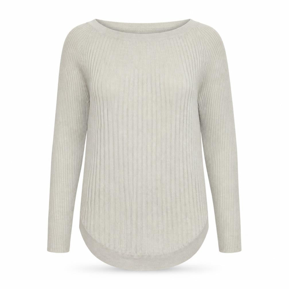 ONLY Women’s Grey Ribbed Knit Long Sleeve Pullover Jumper M