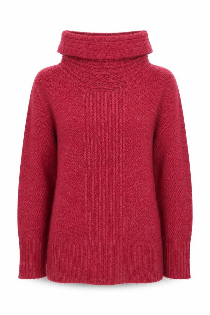 M&Co Women’s Red Roll Neck Acrylic Jumper Size 14