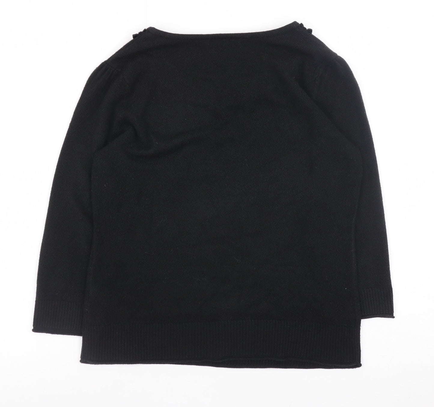 Marks and Spencer Per Una Womens Black Size 12 Round Neck Knit Jumper