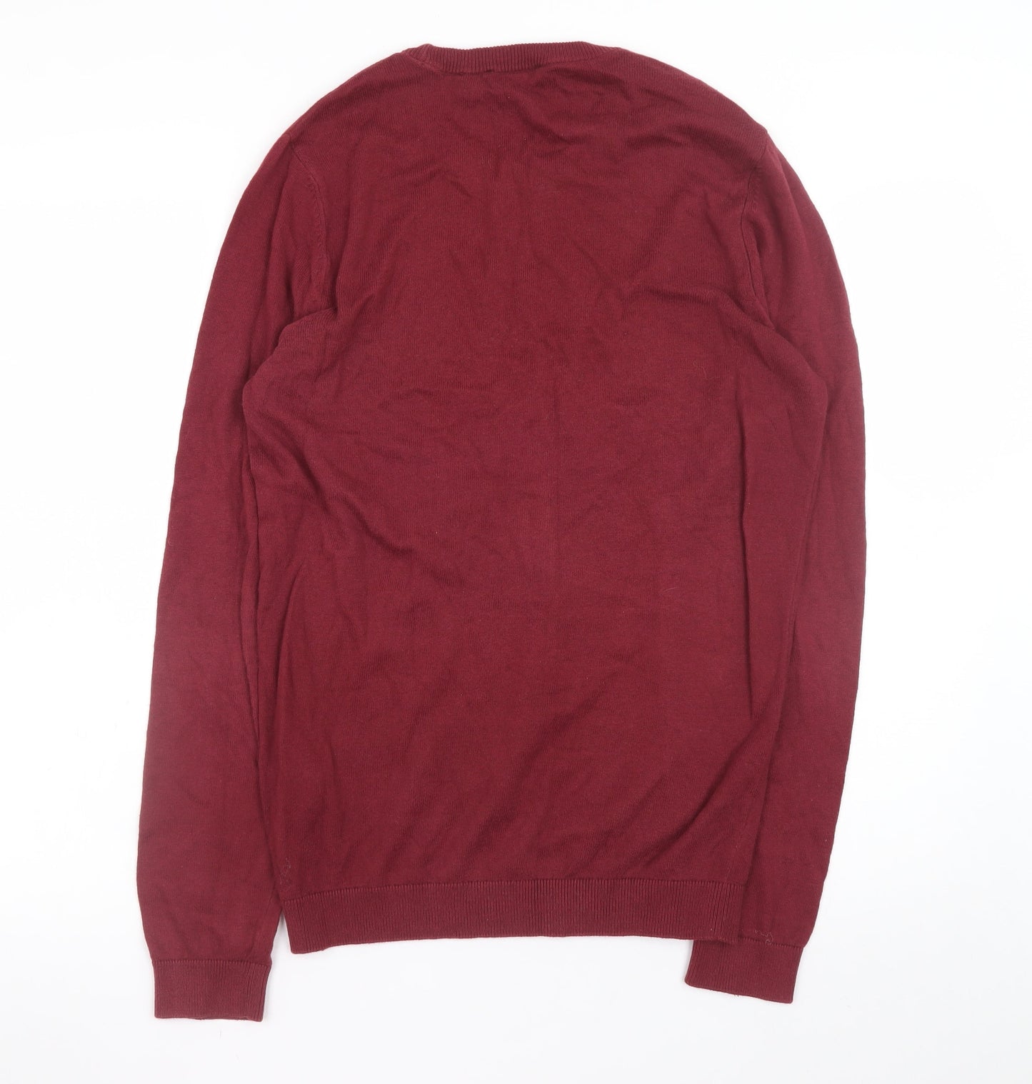 New Look Men Red Cotton Crew Neck Pullover Jumper Size S
