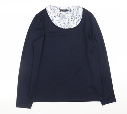 ISLE Essentials Women's Navy Blue Scoop Neck Pullover Jumper Size 10-12