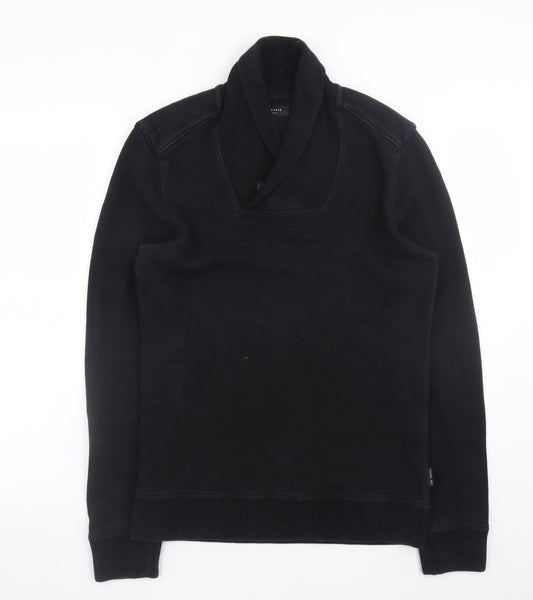 Ted Baker Men's Black Shawl Collar Cotton Blend Jumper Size M