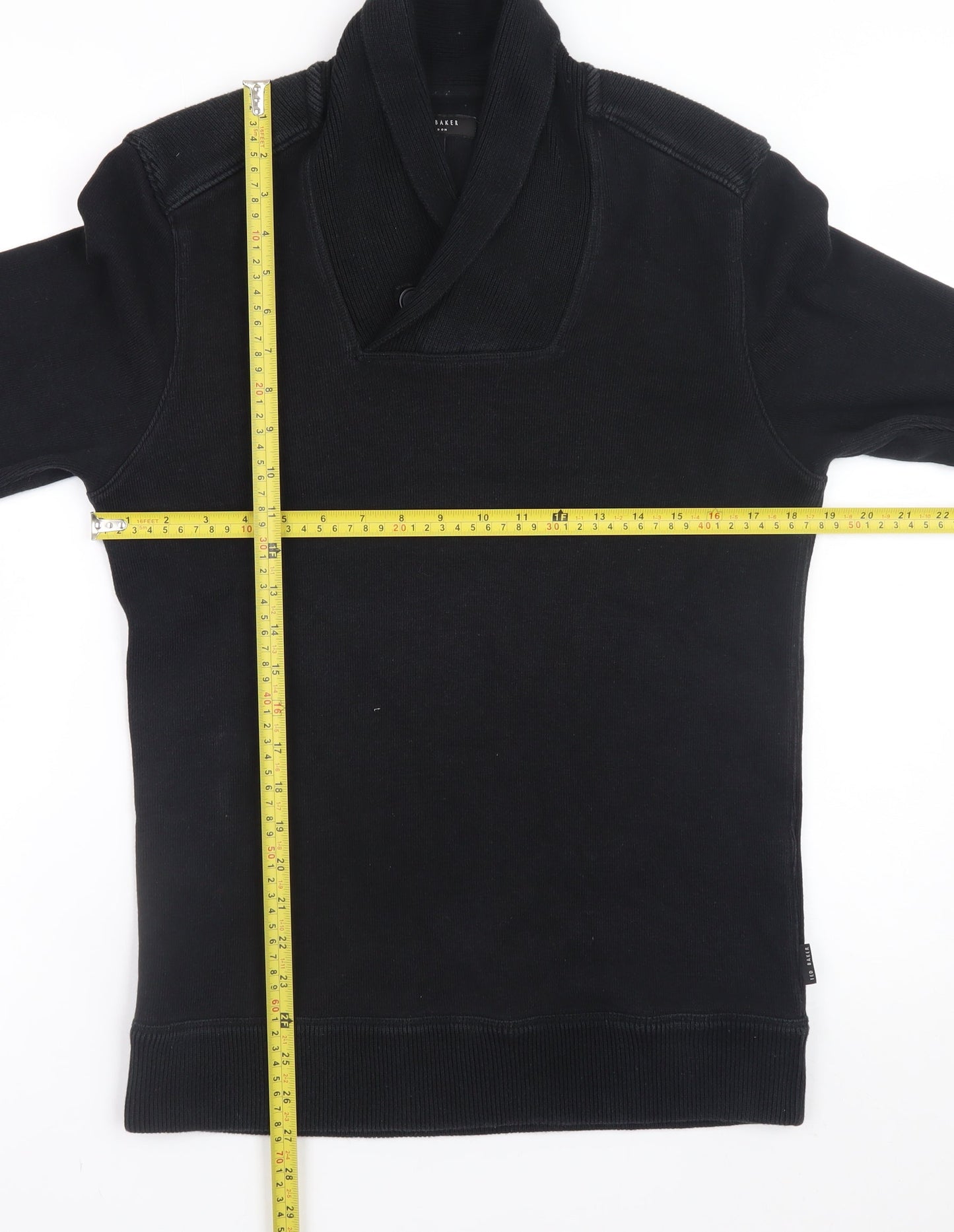 Ted Baker Men's Black Shawl Collar Cotton Blend Jumper Size M