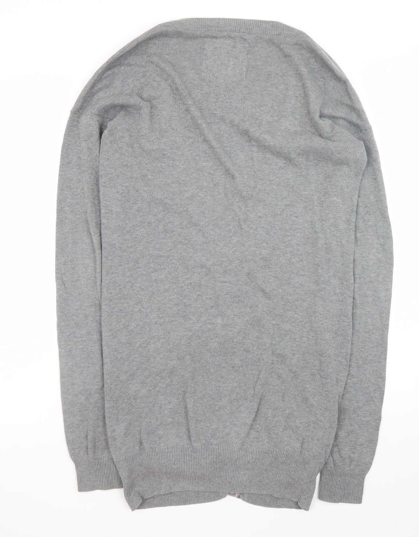 Jack Wills Women's Grey Cotton V-Neck Cardigan Size 12