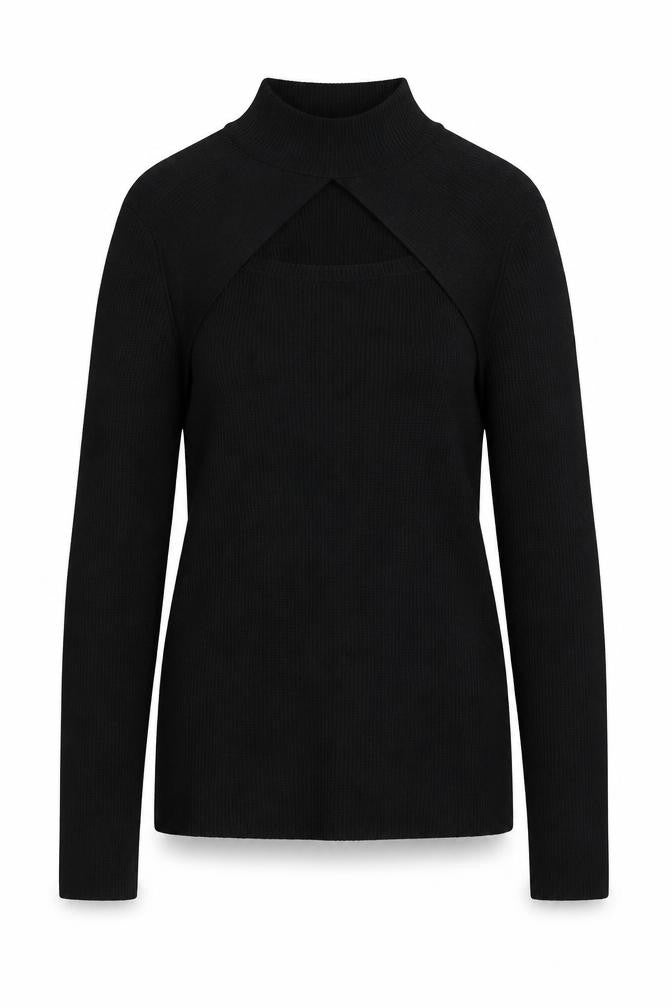 F&F Women’s Black Mock Neck Long Sleeve Pullover Jumper L