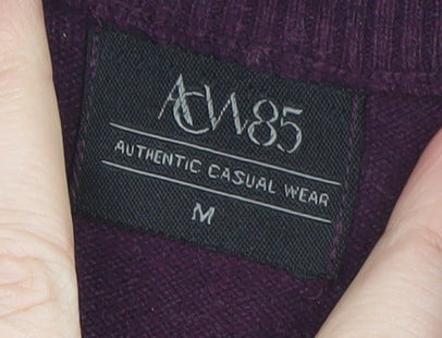 ACW85 Women's Purple 1/2 Zip Cotton Knit Jumper Medium