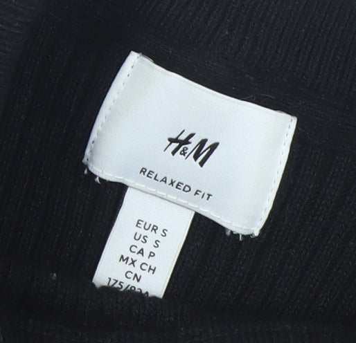 H&M Men's Black Cotton Relaxed Fit Crew Neck Jumper Size S