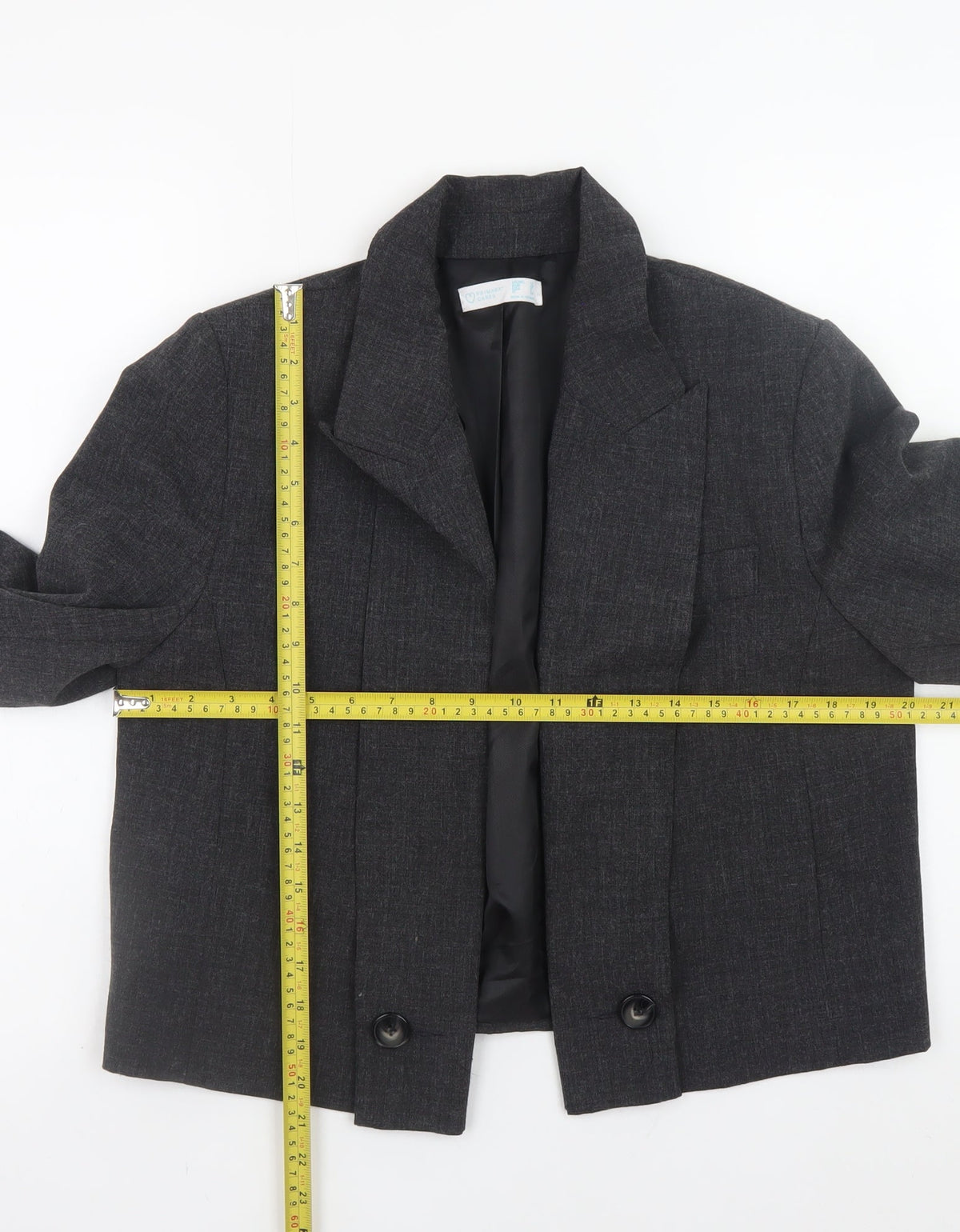 Primark Women’s Grey Tailored Short Blazer Jacket Size 12