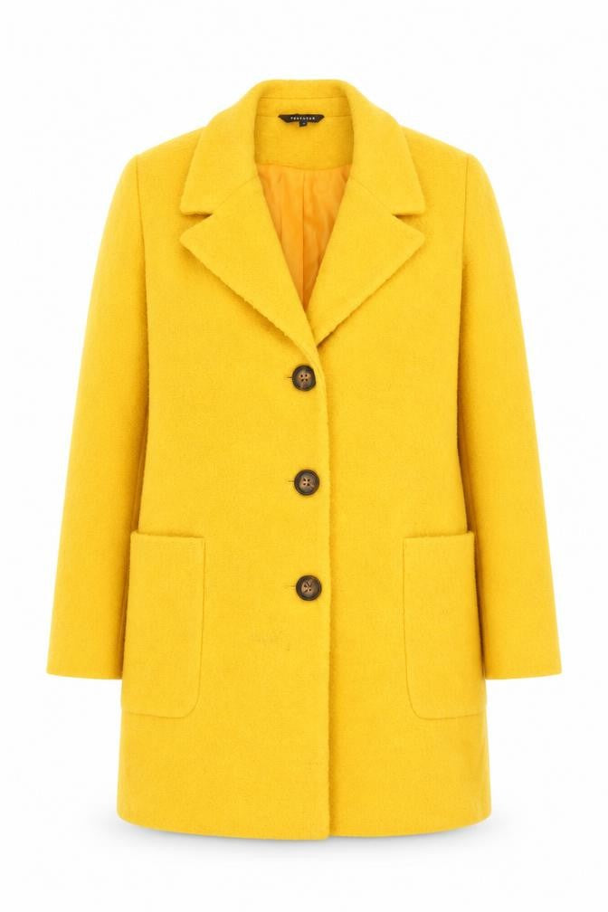 Peacocks Women's Yellow Polyester Overcoat Size 14