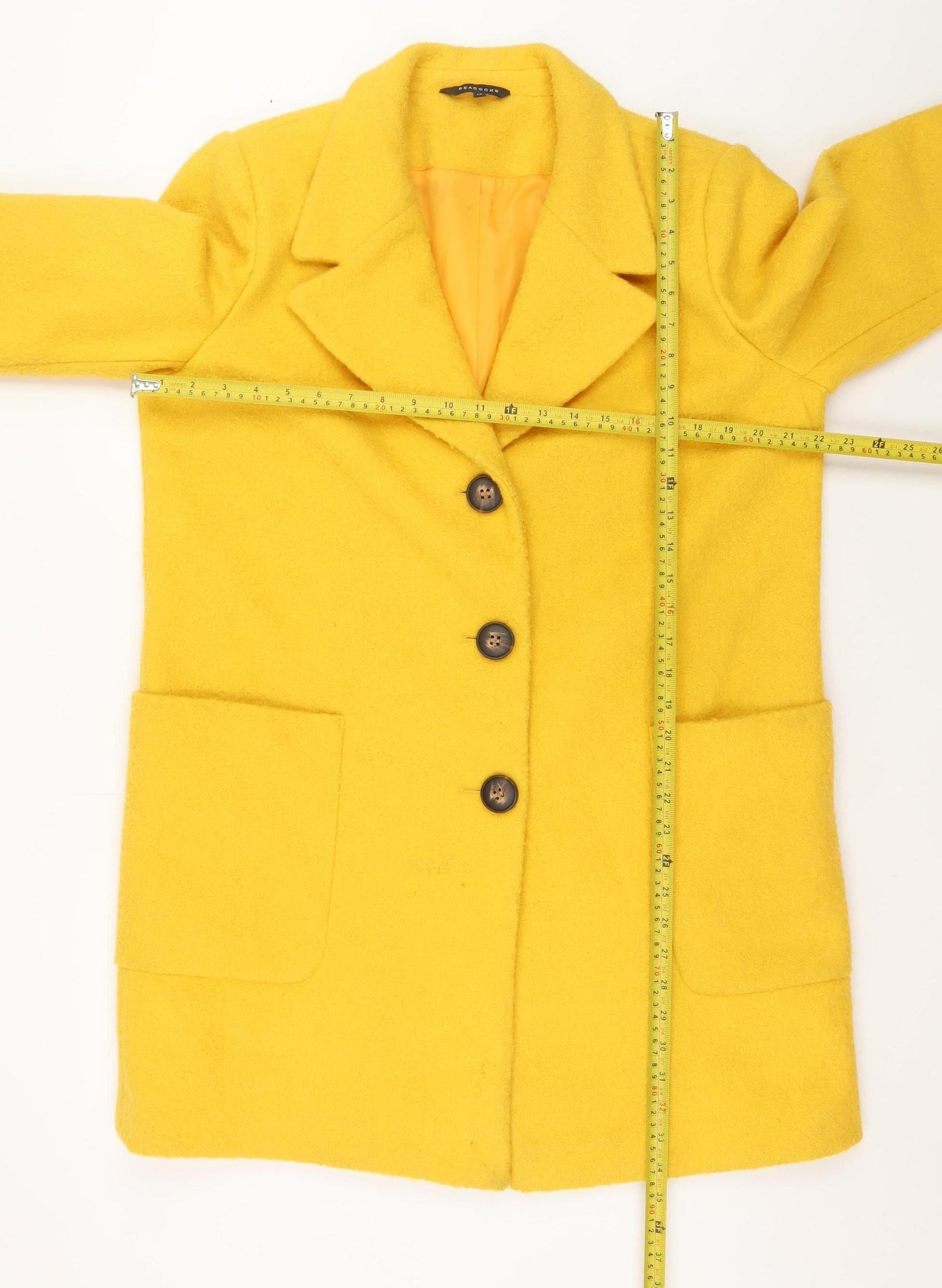 Peacocks Women's Yellow Polyester Overcoat Size 14