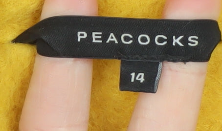 Peacocks Women's Yellow Polyester Overcoat Size 14