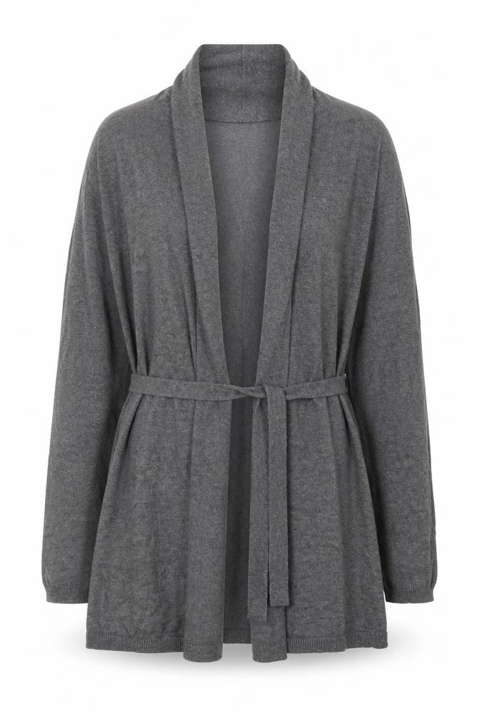 Zara Women Grey Knit Belted Cardigan Size 12