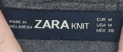 Zara Women Grey Knit Belted Cardigan Size 12