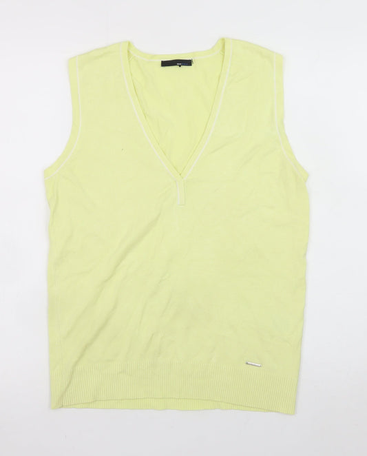 Brax Golf Men's Yellow Sleeveless V-Neck T-Shirt M Viscose Blend