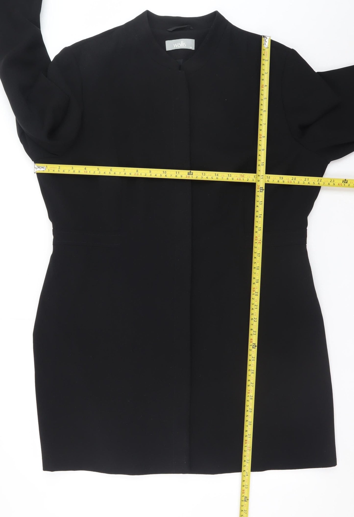 Wallis Womens Black Size 18 Collarless Mid-Length Coat